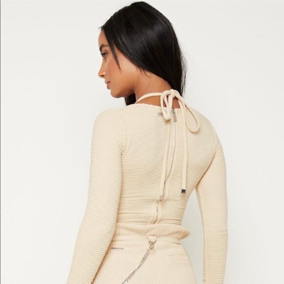 MANIERE DE VOIR Women’s Cream Built In Wire Bra Ribbed Bodysuit 4 UK 0 US XS - Picture 4 of 8